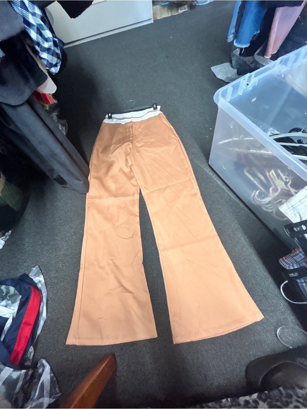 Kenzo Wide-Leg Peach Trousers with White Waistband 070826